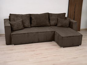 Rozkładana narożna sofa SMART COSARO ciemnobrązowa, dwustronna + 2 poduszki GRATIS