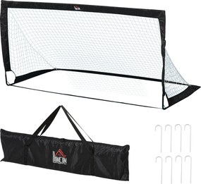 Bramki do piłki nożnej HOMCOM, siatka na piłkę, zestaw 2 mini bramek, składane, metal, tkanina Oxford, dla dzieci, na zewnątrz, czarne, 183 x 90 x 90 cm