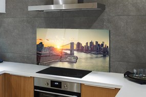 Panel szklany do Kuchni Wschód Słońca nad Mostem Rzecznym