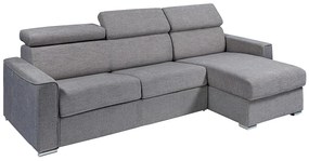 Kanapa narożna dwustronna rozkładana typu express z szarą tapicerką - Miejsce do spania z szerokimi listewkami 140 cm - Materac 18 cm - VIZIR