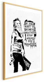 Plakat Dziewczyna z graffiti 21x30 cm z ramą złotą z marginesem ARTGEIST B