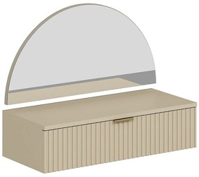 Toaletka wisząca z lustrem i oświetleniem LED - 1 szuflada - Beżowy - FRALYN marki Pascal Morabito
