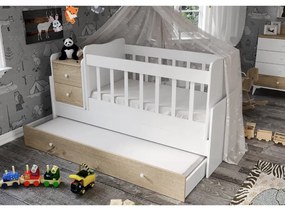 Białe/naturalne łóżeczko ze schowkiem 60x120 cm Sansa – Kalune Design