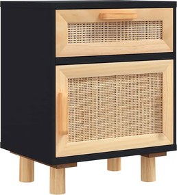 Czarna szafka nocna z naturalnym rattanem L6-S58