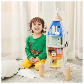 Classic world drewniana rakieta domek dla dzieci + figurki akc.
