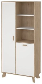 Biało-naturalny regał w dekorze dębu 89x188x40 cm Ikast – Tvilum