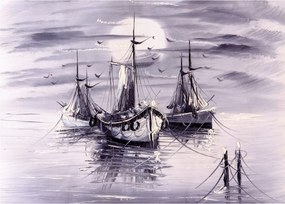 Obraz na szkle - Port, obraz olejny (70x50 cm)