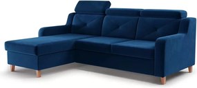 Narożnik Laksaro z funkcją spania lewostronny - niebieski welur Trinity 31