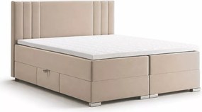 Łóżko kontynentalne Malaga boxspring z pojemnikami materac bonellowy tapicerowane