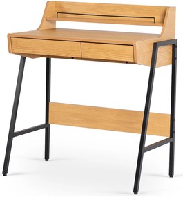 Małe Loftowe Biurko z Szufladami PERI 77 cm Dąb/Czarne Nowoczesne