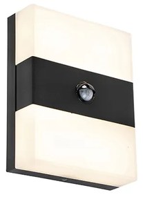 Lampa ścienna zewnętrzna czarna IP44 w tym LED z czujnikiem ruchu - Dualy
