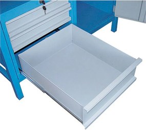 Stół warsztatowy GD, świerk + sklejka świerkowa obustronnie fornirowana, 3 szuflady, 1 szafka, 1190 x 600 x 850 mm, szary