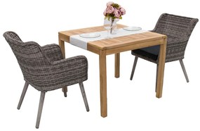 Zestaw ogrodowy teak VICTORIA QUATRO 1+2 (szary)