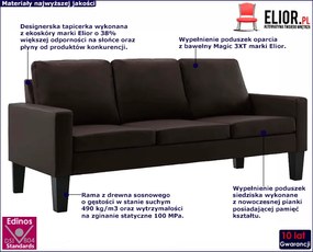 Brązowa tapicerowana sofa do salonu - Clorins 3X