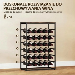HOMCOM Stojak na wino na 30 butelek wolnostojący stojak z metalu do piwnicy, magazynu, 59 x 30 x 88,5 cm Rustykalny brąz | Aosom PL
