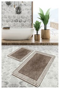Szarobrązowe aksamitne dywaniki łazienkowe zestaw 2 szt. 60x100 cm – Mila Home