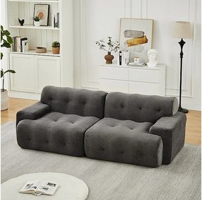 Modułowa 2-osobowa kanapa z tkaniny Chenille, głębokość siedziska 68cm, 224×104×66cm, Szary