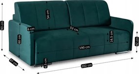 Sofa Rozkładana z Funkcją Spania IBIZA Dwuosobowa Zielona Nowoczesna do Salonu