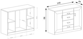 Komoda szeroka 90x140 cm dąb lefkas - Tilda 7X