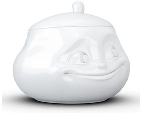 Biała uśmiechnięta cukierniczka z porcelany 58products