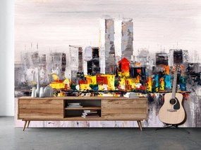Fototapeta - Malowana abstrakcja miasta (196x136 cm)