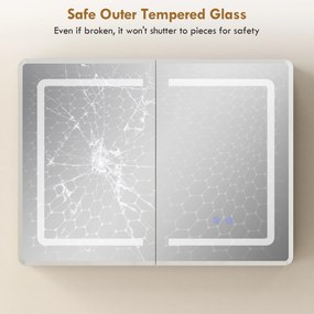 HOMCOM Szafka łazienkowa z lustrem LED, 60 x 80 cm, z funkcją odparowywania, regulowane oświetlenie w 3 kolorach | Aosom PL