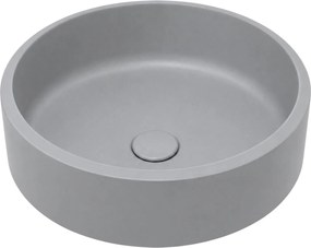 Massi Umywalka z konglomeratu nablatowa okrągła szara matowa 40 cm RONA Grey Matt