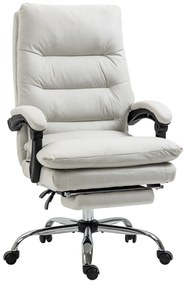 Vinsetto Fotel biurowy z masażem i podnóżkiem funkcja grzania regulowana wysokość kremowy | Aosom PL