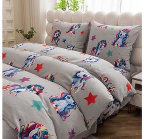 PrzytulneMieszkanie.pl PrzytulneMieszkanie.pl Pościel z mikropluszu CUTE UNICORN szara Rozmiar pościeli: 70 x 80 cm | 140 x 200 cm