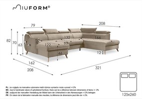 Turkusowy aksamitny rozkładany narożnik (prawostronny/w kształcie litery U) Sweet Harmony – Miuform