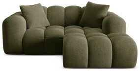 Zielony narożnik z tkaniny szenilowej (prawostronny/z szezlongiem) Treno – Cosmopolitan Design