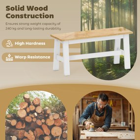 HOMCOM Ławka dla 2, drewniana w dębowym wyglądzie, stabilizująca poprzeczka, do salonu, jadalni, korytarza, drewno kauczukowe, Biała