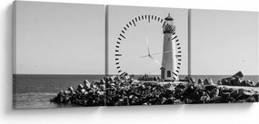 Obraz - Latarnia morska na wybrzeżu, Santa Cruz, Kalifornia (z zegarem) (90x30 cm)