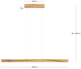 Lampa wisząca LED 100 cm z drewna jesionowego w stylu rustykalnym L100