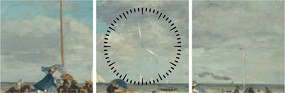 Obraz - Eugène Boudin, Beach  at Trouville, reprodukcje (z zegarem) (90x30 cm)