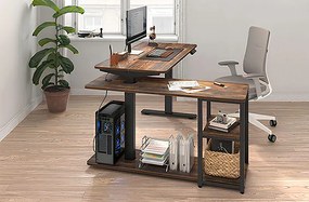 Ergonomiczne białe narożne biurko elektryczne K6-Z47