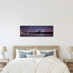 Obraz nocnego nieba z gwiazdami (z zegarem) (90x30 cm)