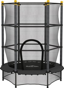 HOMCOM Trampolina dla dzieci, Ø140 cm, z siatką bezpieczeństwa, na zewnątrz i do środka, stal, plastik, do 50 kg, czarna