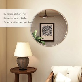 HOMCOM Lustro ścienne, nowoczesny design, 61 x 61 cm, srebrne | Aosom PL