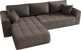 Narożnik z funkcją spania MILO Monolith 15 brązowy lewy sofa w kształcie L z pojemnikiem na pościel sofa do salonu, sofa rozkładana, sofa z pojemnikiem