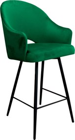Hoker Velvet krzesło barowe tkanina Welur podstawa metalowa : Kolor nogi - Czarna stożek, Kolor tkaniny - VELVET - MG25, Typ siedziska - Siedzisko stałe