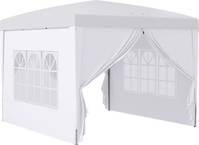 Outsunny Pawilon, Bierzelt, 4 demontowalne ściany boczne, 2 okna, stelaż metalowy, 2,95 x 2,95 m, Biały