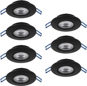 Eglo 300191 - ZESTAW 7x wpuszczanych opraw sufitowych LED GEDREZ, 4,9W/230V, śr. 9 cm, czarne