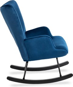 Fotel Bujany na Biegunach Uszak Wypoczynkowy ELIS Granatowy Welurowy Nowoczesny