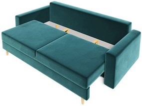 Sofa rozkładana w kolorze morskim z pojemnikiem A6-G62
