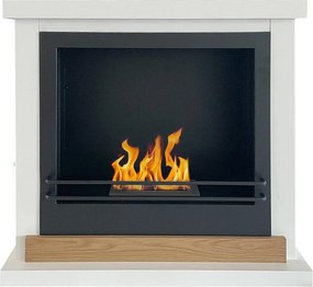 Biokominek stojący Stockholm z białego drewna, dł. 75 x gł. 24 x wys. 68 cm