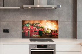 Panel szklany do Kuchni Prezenty w Blasku Choinki