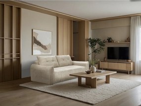 Prosta sofa w tkaninie "Silvano" o fakturze, 3-osobowa, beżowa