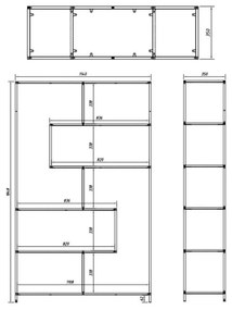 Czarno-naturalny regał w dekorze dębu 114x185 cm Seaford – Actona