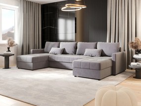 BEDANTE narożnik MOS U BIS Itaka 50 szary z funkcją spania sofa w kształcie litery U z pojemnikiem na pościel